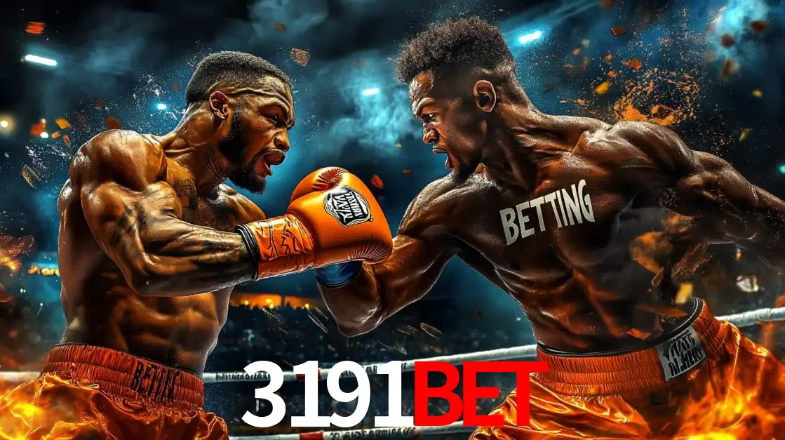 Dois boxeadores em uma luta intensa e explosiva, representando a adrenalina e as oportunidades de apostas em esportes de combate disponíveis na plataforma 3191bet.