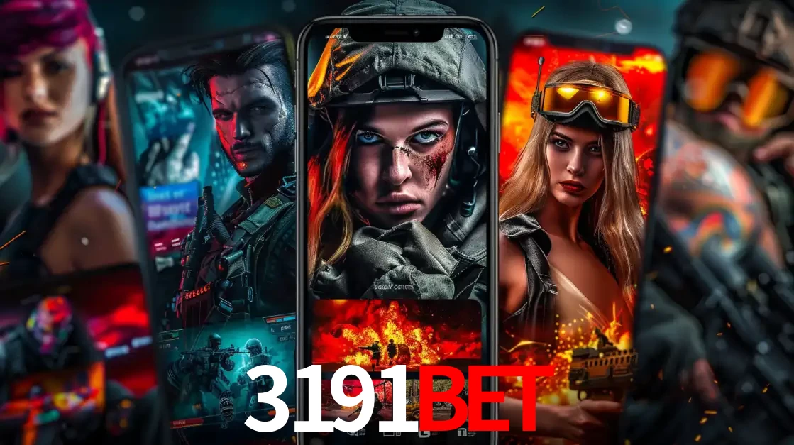 Montagem de telas de celular mostrando diversos personagens, masculinos e femininos, de um jogo de tiro, ilustrando a diversidade de equipes de e-sports para apostar no 3191bet.